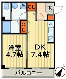 シトラスユノス京葉蘇我 1DKの間取図画像
