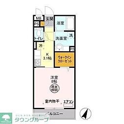 ルクティア 1Kの間取図画像