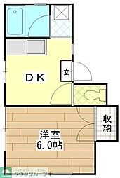 花園グリーンハイツ 1DKの間取図画像