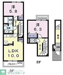 オリエンタルコートA 2LDKの間取図画像