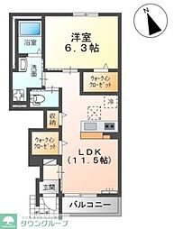 サン・ウイングA棟 1LDKの間取図画像