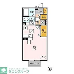 フェリーチェ・青葉の杜B ワンルームの間取図画像