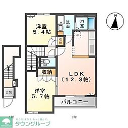 アンジュレーヴ 2LDKの間取図画像