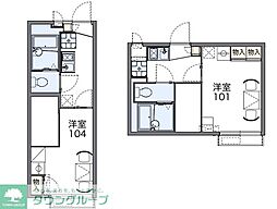レオパレスパーチェ作新台 1Kの間取図画像