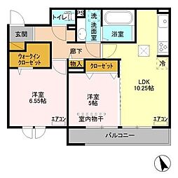 レイワンA 2LDKの間取図画像
