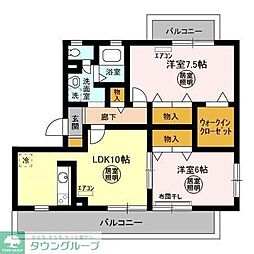 トリニシティ参番館 2LDKの間取図画像