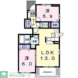 ウエストウッド 2LDKの間取図画像