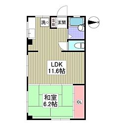 川島ビル 1Kの間取図画像
