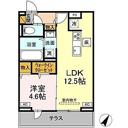 D-ROOM汐見丘α 1LDKの間取図画像