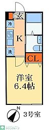 千葉市中央区寒川町1丁目アパート 1Kの間取図画像
