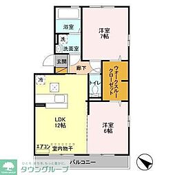 グランデュール55B 2LDKの間取図画像