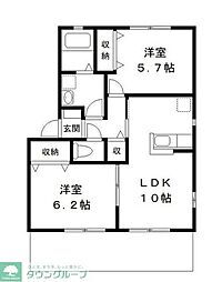 サンドミール2 2LDKの間取図画像