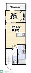 千葉市稲毛区小仲台7丁目アパート 1LDKの間取図画像