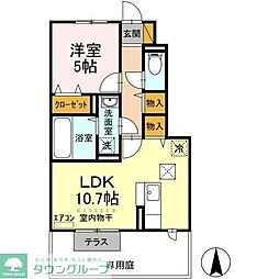 ミルグレーヌA 1LDKの間取図画像