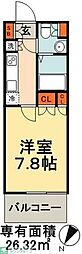 HULICRESIDENCE千葉中央 1Kの間取図画像