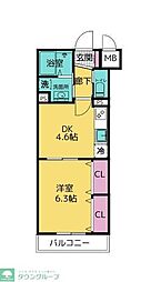 GRASS SQUARE 八番館 1DKの間取図画像