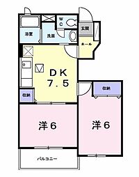 プラムフィールド・B 2DKの間取図画像