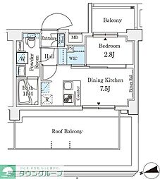 アジールコート山手動坂 1DKの間取図画像