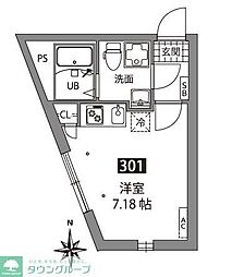 アザレア板橋(旧(仮称)板橋1丁目PJ共同住宅) ワンルームの間取図画像