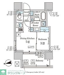 パークアクシス赤塚 1DKの間取図画像