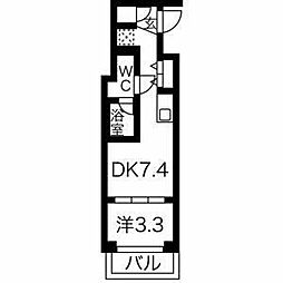 スパシエベルタ板橋本町 2階1DKの間取り