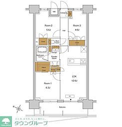 ＲＪＲプレシア東十条ガーデン 12階3LDKの間取り