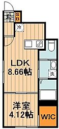 ponte蓮根 1LDKの間取図画像