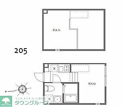 ブリスガーデン ワンルームの間取図画像