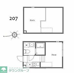 ブリスガーデン ワンルームの間取図画像