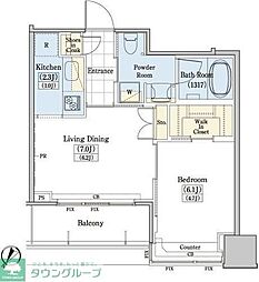 レジディアタワー上池袋タワーサイド 1LDKの間取図画像