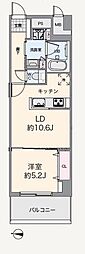 ライズ若木通り 1LDKの間取図画像