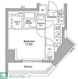 TheParkhabio赤羽 1Kの間取図画像