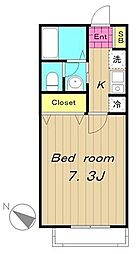 グリーンシーダ 1Kの間取図画像