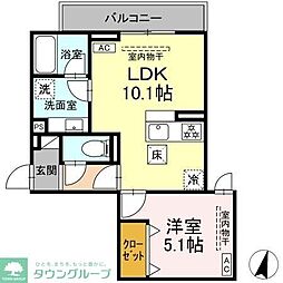 リートゥス湘南辻堂 1LDKの間取図画像