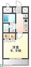 プリムヴェール 1Kの間取図画像
