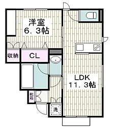 SeaofRose小林 1LDKの間取図画像