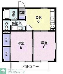 ニューハイツ柿澤 2DKの間取図画像
