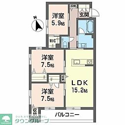 ウィズプラス大船 3LDKの間取図画像