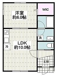 トレーフル中海岸 1LDKの間取図画像
