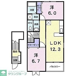 ピレーヌ・ビラ 2LDKの間取図画像