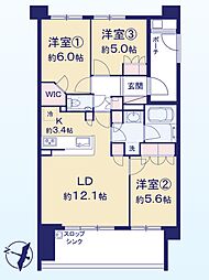 エンゼルレノス港北ブリジアコート 3LDKの間取図画像