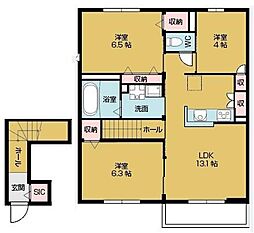 ラシーネ若江 3LDKの間取図画像