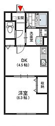 ヴァロンドール中野 1DKの間取図画像