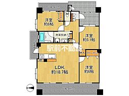 レークヒルズ野多目6番館 3LDKの間取図画像