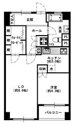 登戸清川シュロス 1LDKの間取図画像