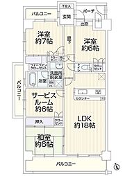 サーパス館町二番館 3SLDKの間取図画像