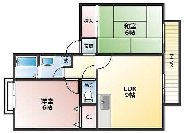 VING TAINE 津門 ｜兵庫県西宮市津門稲荷町(賃貸アパート2DK・2階・47.90㎡)の写真 その2