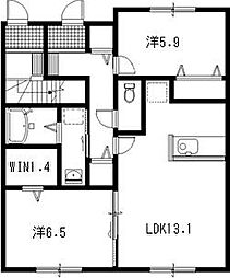 ルーチェ善導寺A棟 2LDKの間取図画像