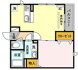 JR南武線 武蔵小杉駅 徒歩9分の賃貸アパート 3階1LDKの間取り