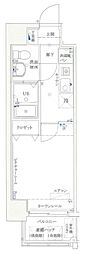リクレイシア八丁畷 1Kの間取図画像